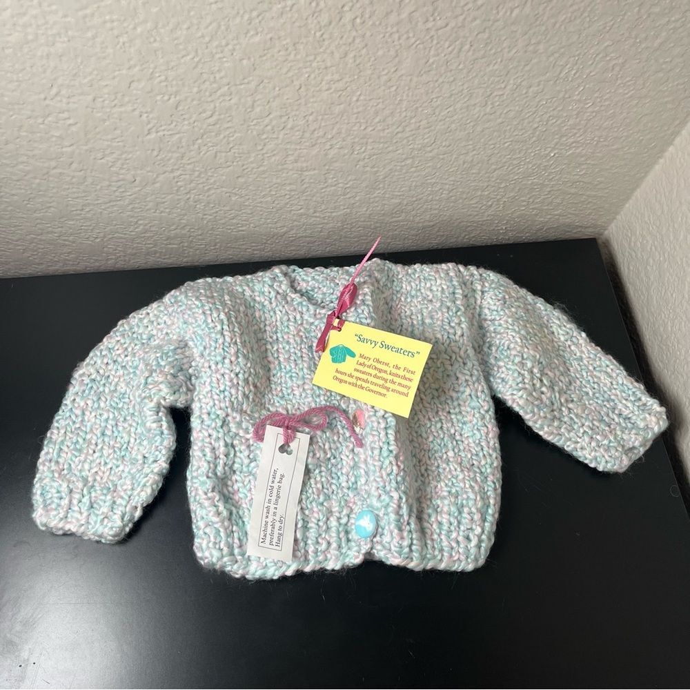 Savvy Sweaters Baby Infant Knit Cardigan Sweater Handmade Pastel Unisex